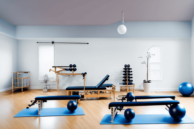 A well-organized home pilates studio