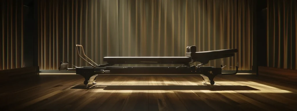 a sleek, modern pilates reformer bed adorned with top-of-the-line accessories.